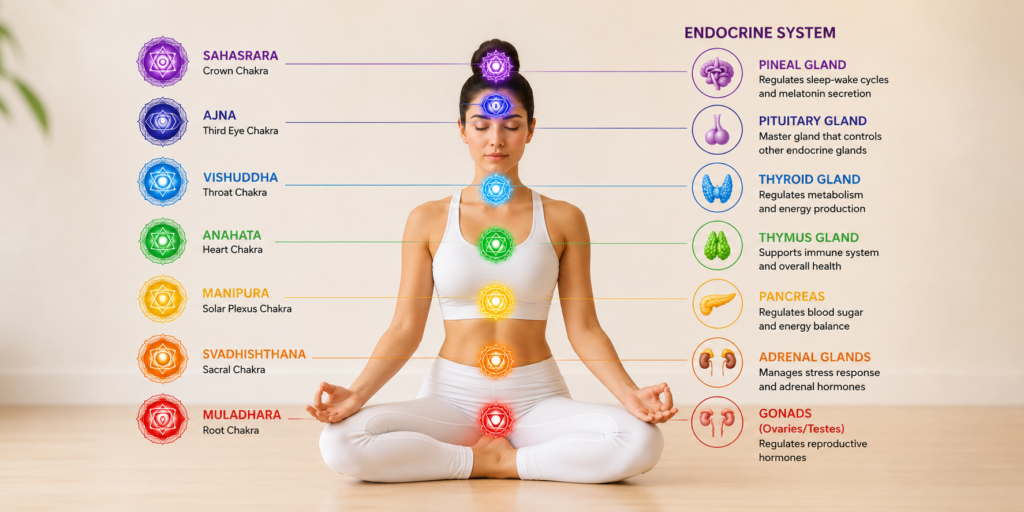 Effect of Chakras on endocrine system: